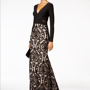 Elegant black & nude formal gown